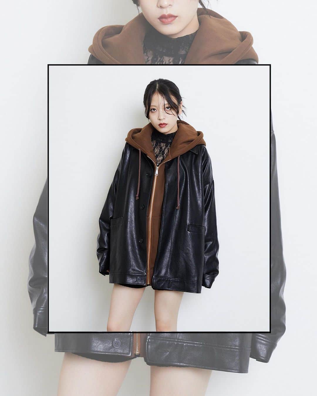 ENVYMのインスタグラム：「【𝐍𝐄𝐖𝐀𝐑𝐑𝐈𝐕𝐀𝐋🩶】 ⁡ ⁡ ✔︎︎︎︎オーバーレザージャケット color/BLACK price/¥11,880 ⁡ ★ユニセックスアイテム★ ■ポイント ビックサイズなのでENVYMのパーカーがらくらく合わせられるジャケットです。 ⁡ ■ディティール シルエットがストレートなのでメンズライクな仕上がりに。 比翼風のデザインが大人っぽい印象になります。 ⁡ ■スタイリング パーカーをレイヤードしてルーズに着用するのがおすすめです！ さらっと着やすい生地感でインナー次第で長く着用出来ます。 ⁡ -————————————— ⁡ ⁡ ⁡ #ENVYM #2023AW」