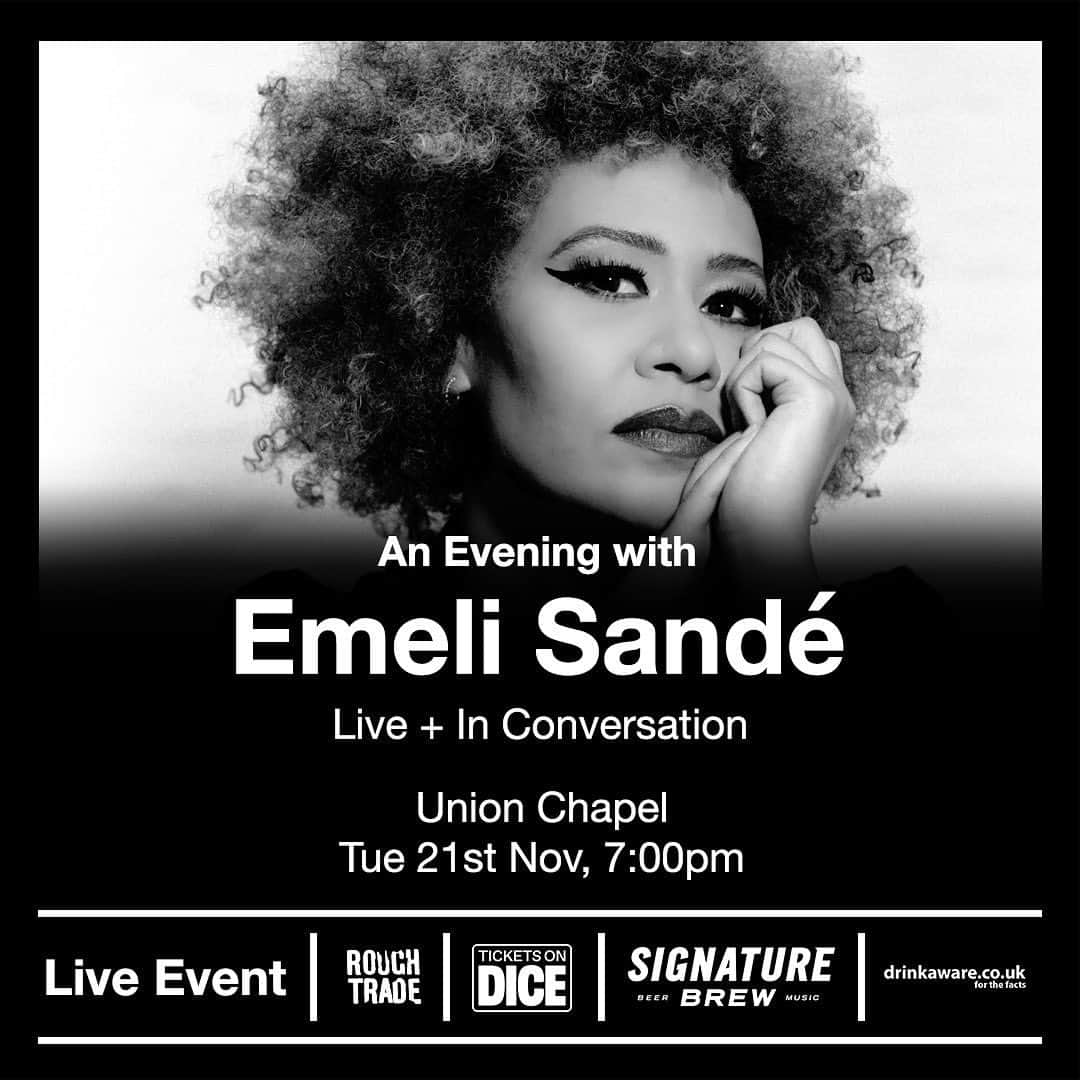Emeli Sandéのインスタグラム：「We’re pleased to announce that Emeli Sandé will be live and in conversation at Union Chapel on Tuesday 21st November. Tickets go on sale tomorrow at 10am.  Team Emeli x」