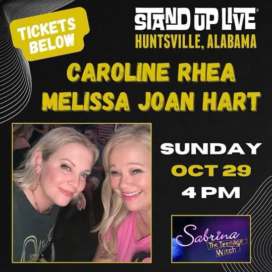 メリッサ・ジョーン・ハートのインスタグラム：「#WitchesBeCrazy.  Come on out Huntsville.  And check out the witchy episodes of my podcast @whatwomenbinge to hear @carolinerhea4real help me tighten up my very first comedy set. Yikes! 🧙」