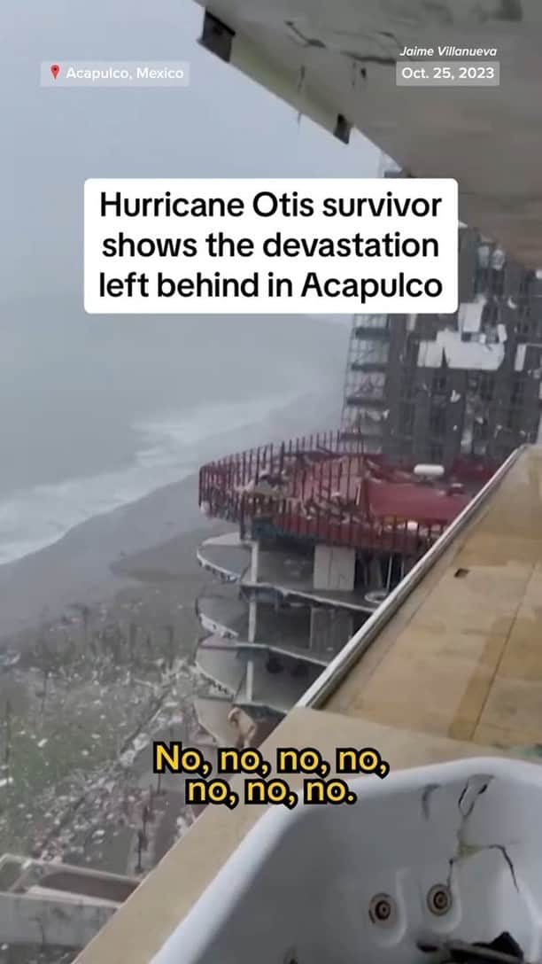 NBC Newsのインスタグラム：「A survivor of Hurricane Otis documents the damage done by the strongest storm to ever hit Mexico's Pacific coast from the 21st floor of a beachfront hotel in Acapulco.」