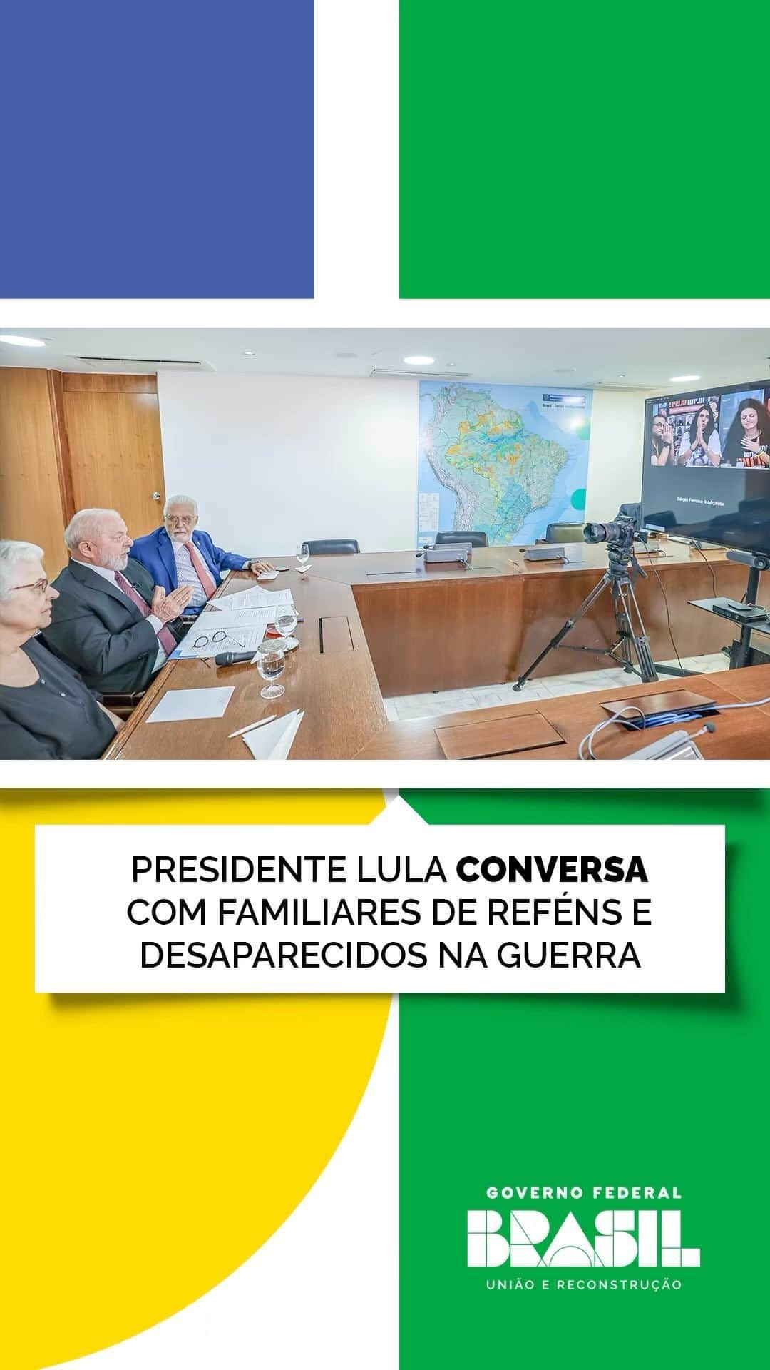 ジルマ・ルセフのインスタグラム：「Ontem, hoje e amanhã, nós estaremos solidários com as vítimas do sequestro, com as vítimas dessa guerra, porque nós queremos paz. O governo do Brasil continuará a dialogar com todos os presidentes para libertar os reféns e criar corredores humanitários. É o poder da palavra contra o poder da arma. É o poder do diálogo contra o poder da guerra.  🎥 Audiovisual/PR」