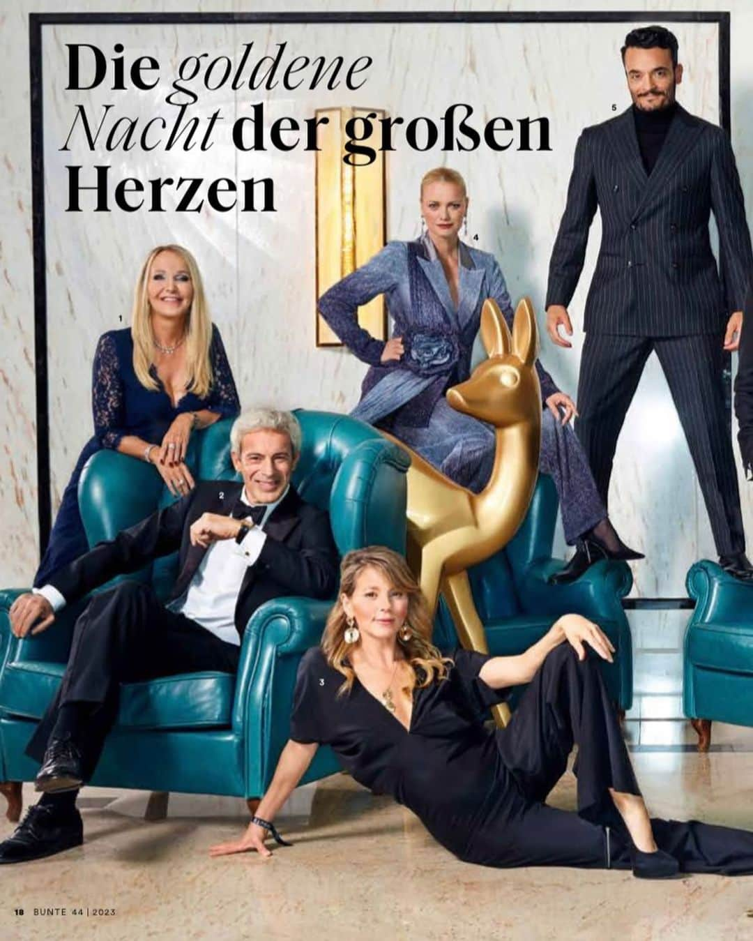 フランツィスカ・クヌッペのインスタグラム：「Heute in @bunte_magazin ♥️ @tributetobambistiftung  Swipe to see full page 👉🏻 Photo @wolfgangwilde  @giovannizarrella @dagibee @tillbroenner_official @sylvia_walker @juliakloeckner @gedeonburkhard_homepage @kristinabach3 @franziskaknuppe @nazaneckes @luisebaehr  #myoutfit @boscana_official」