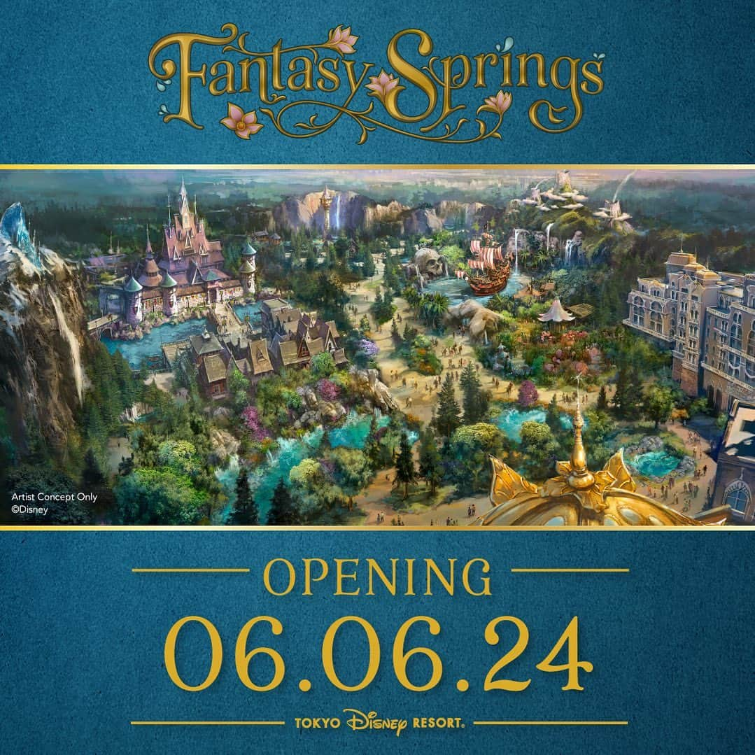 ウォルト・ディズニー・アニメーション・スタジオズのインスタグラム：「JUST REVEALED 🚨 Fantasy Springs, the newest themed port at Tokyo DisneySea, will open on June 6, 2024 ✨ The countdown is on! Featuring three areas inspired by the films Frozen, Peter Pan and Tangled, which one will you explore first? Let us know in the comments below 👇」