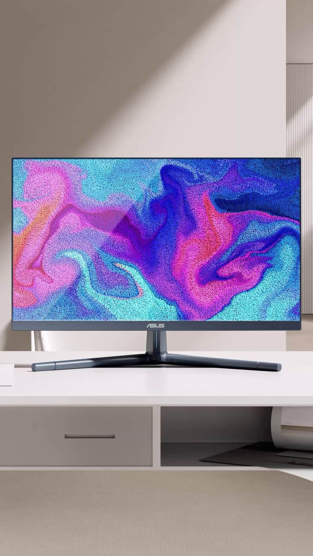 ASUSのインスタグラム：「Enjoy the vibrant array of colors with our #ASUS VU series displays. 🖥️   From 💙Quiet Blue⁣ to 💚Green Grey, 💛Astro Beige⁣ and💗Pink Clay⁣, there’s a shade to match your vibe!   What’s your favorite color? Let us know!   https://asus.click/VUDisplays」