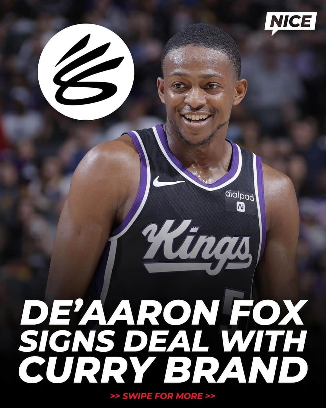 Nice Kicksのインスタグラム：「De’Aaron Fox is signing an endorsement with Stephen Curry’s Curry Brand making him the first NBA player to sign with the brand, per @shamsnba 👌💦」