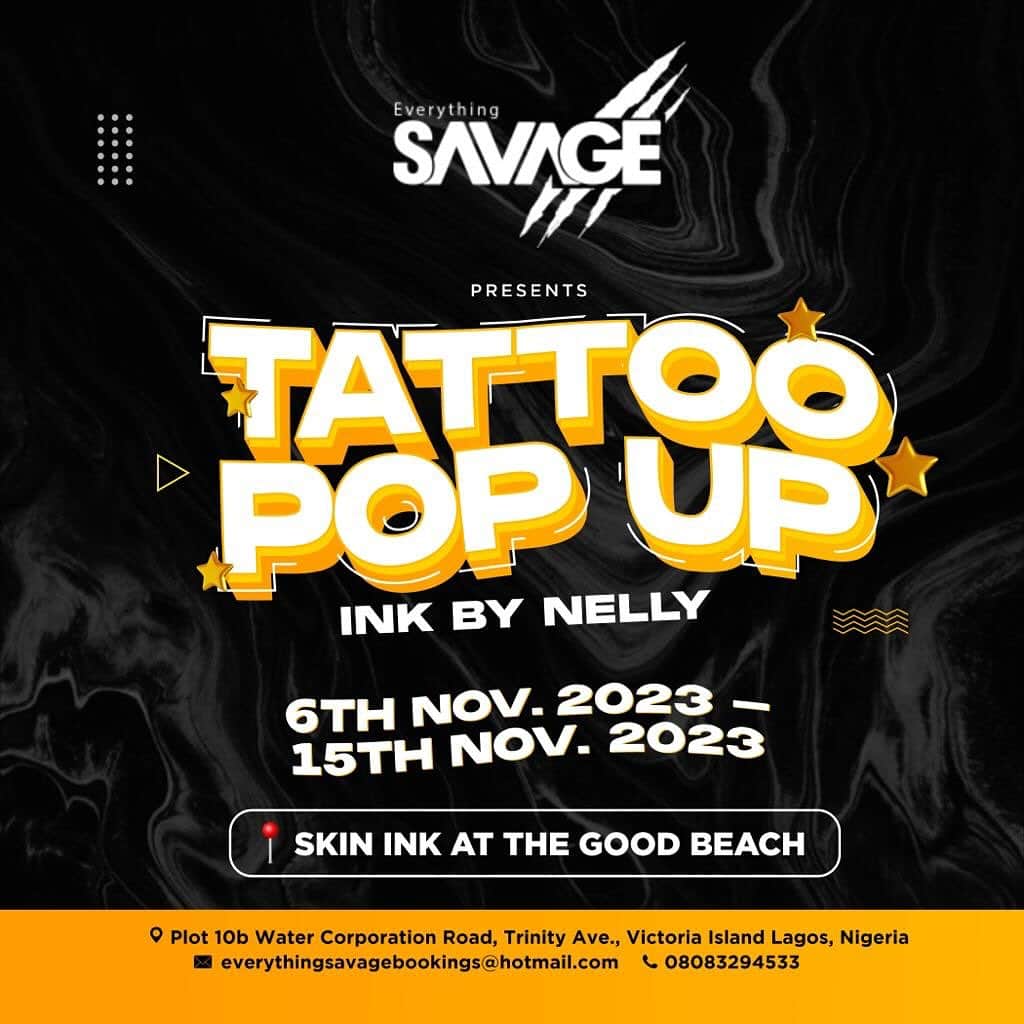 ティワ・サヴェージのインスタグラム：「Flying in my fav tattoo artist @nellyartist2.0 from Los Angeles to Lagos to add more art to my body   She’ll be here for a few days at @skinink.ng at the good beach. Great vibes, music, BBQ, cocktails   Cc @godson45  @mekkamillions」