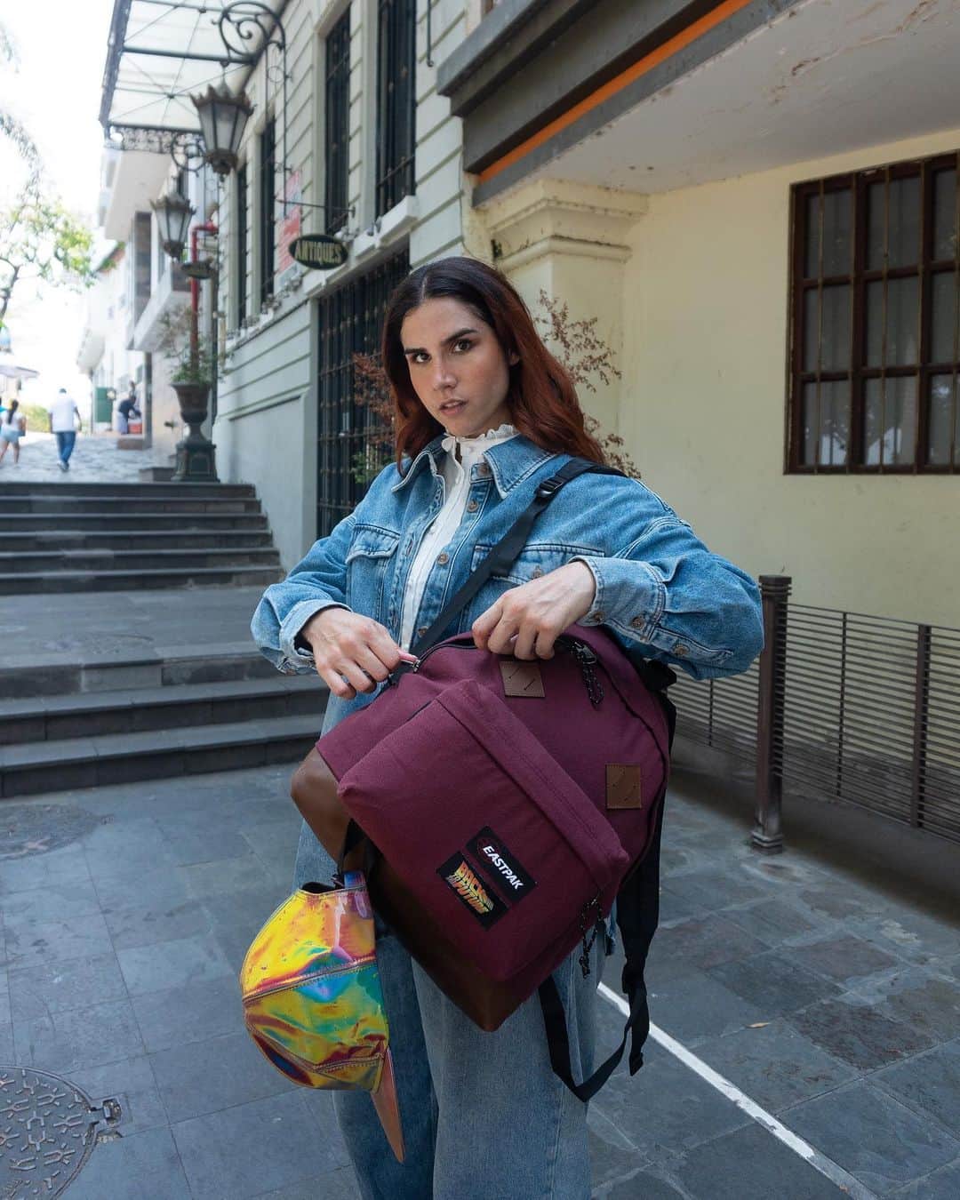イーストパックのインスタグラム：「Going back to our roots with the iconic Padded Pak’r as seen as in the Back to the Future movie with Marty McFly.  Tap the link in our bio to shop the collection. #builttoresist #backtothefuturexeastpak」