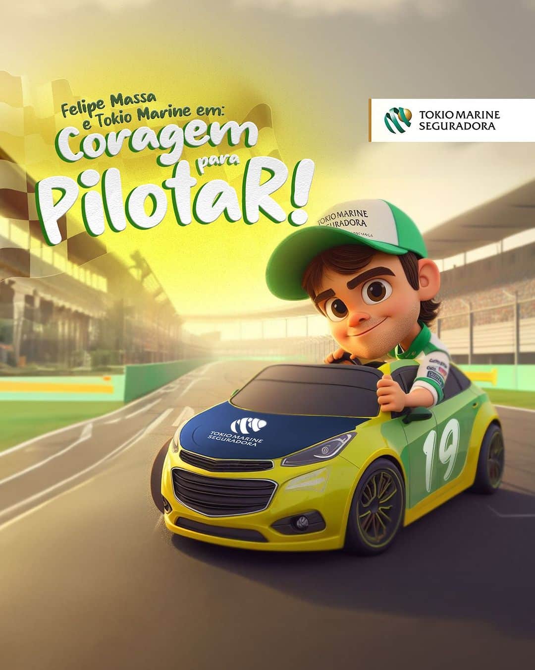 フェリペ・マッサのインスタグラム：「E se as aventuras do Massa fossem um filme?   Entramos na trend e imaginamos como seria! 🚙💚  #TokioMarineSeguradora #FelipeMassa #Animação #Trend」