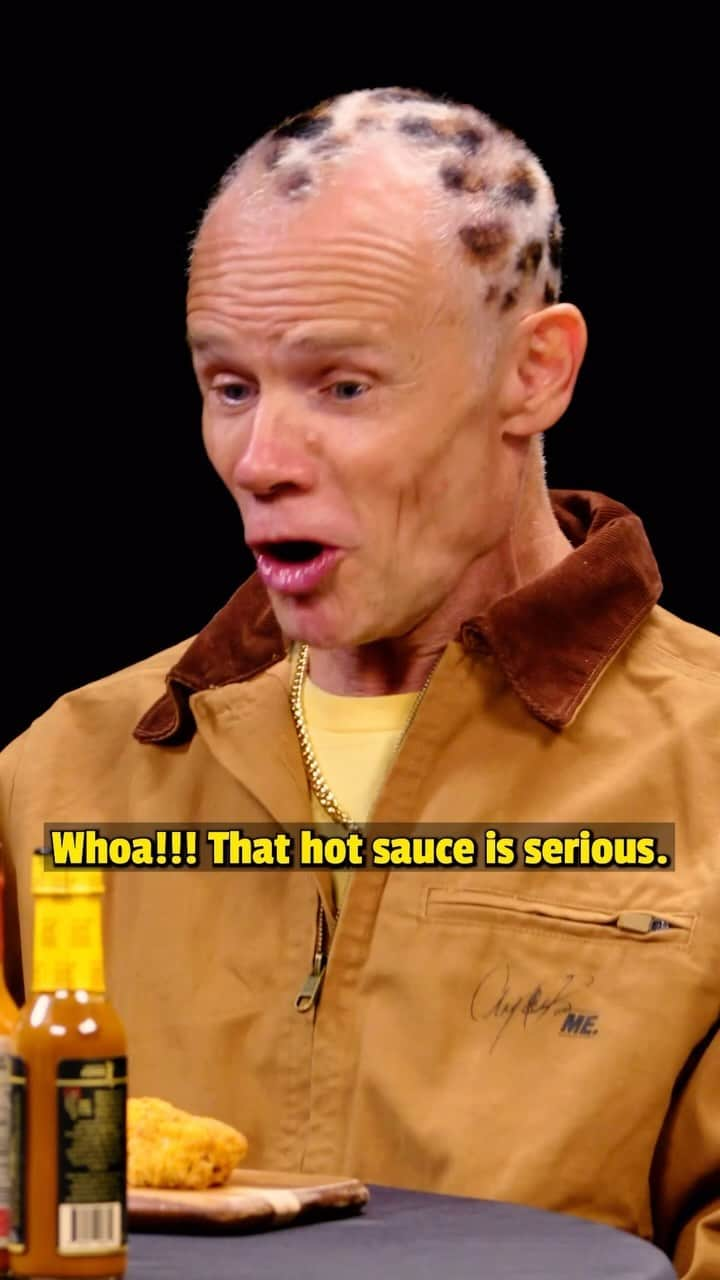 Red Hot Chili Peppersのインスタグラム：「NEW @HotOnes episode with @flea333 🔥 Find out if he made it through the wings of death NOW 👀 Link in bio.」