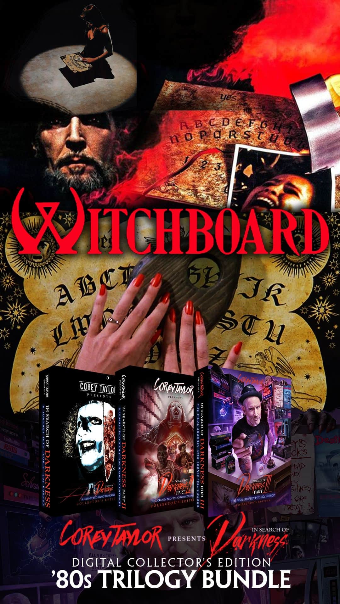 コリィ・テイラーのインスタグラム：「Tawny Kitaen came at just the right time for my puberty! Seriously. Catch this exclusive Witchboard clip from my Collector's Edition of #InSearchofDarkness III, then grab your digital copy of the whole trilogy at 80shorrordoc.com/corey or at the link in my bio. . Special price offer ends October 31! 🎃」