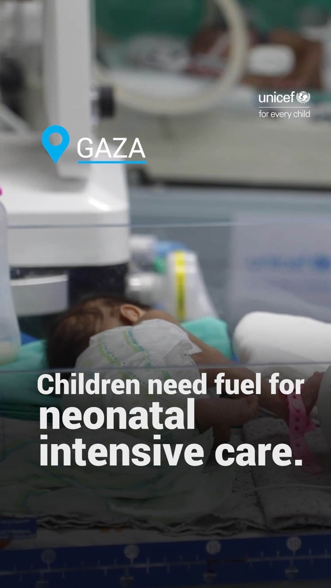 unicefのインスタグラム：「Fuel means safe water. Fuel means functioning health facilities.  And it is desperately needed in Gaza to operate hospitals, desalination plants and water pumping stations.  As limited, yet life-saving medicine, food and water enter Gaza on UN trucks, it’s critical that fuel is allowed through too.  The death toll will increase exponentially if hospitals don’t have electricity to function, if children continue to drink unsafe water and have no access to medicine when they get sick.」