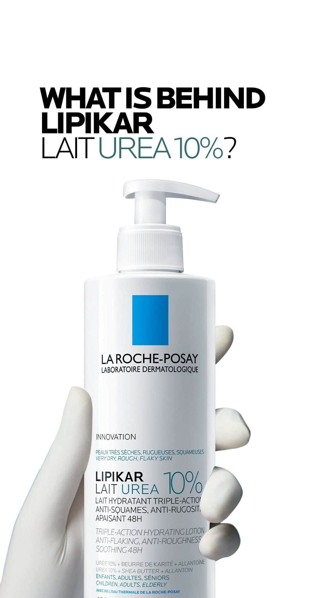 La Roche-Posayのインスタグラム：「Introducing the solution for all dry skin: Lipikar Lait Urea 10% with urea, hepes and shea butter.  ✅ Instant anti-flaking ✅ Anti-roughness  ✅ 48h anti-irritation*   Already your favourite bathroom shelf product? 🛁 Tell us what you think below 👇  All languages spoken here! Feel free to talk to us at anytime. #larocheposay #lipikar #sensitiveskin #dryskin  Global official page from La Roche-Posay, France.   *Instrumental test, 24 volunteers after 1 application.」