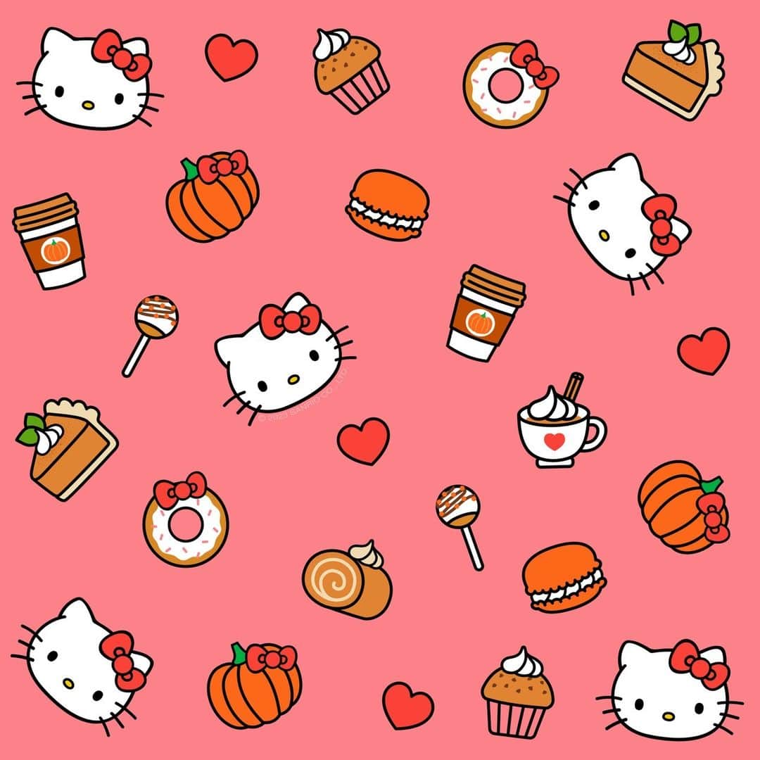 Hello Kittyさんのインスタグラム写真 - (Hello KittyInstagram)「Pumpkin spice and everything nice 🎃☕️ Celebrate #NationalPumpkinDay with new supercute wallpapers! Link in bio to download your favorite wallpaper or head over to stories ✨」10月27日 1時01分 - hellokitty