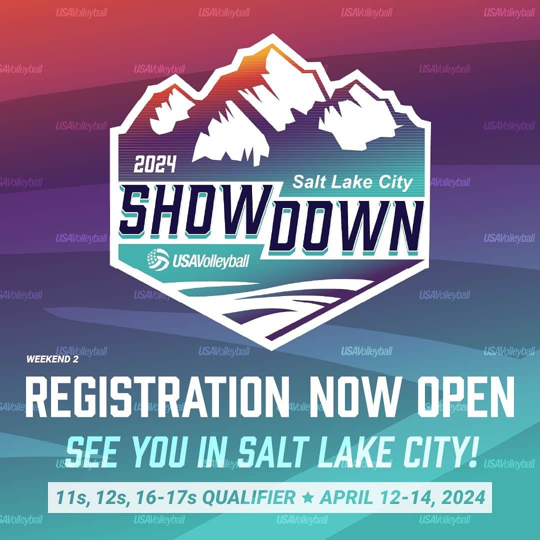 USA Volleyballのインスタグラム：「Registration is now open for weekend 2 of the Salt Lake City Girls National Qualifier on April 12-14. See you there! 🏔️  Event details and register, 🔗 in bio. #SLCShowdown」