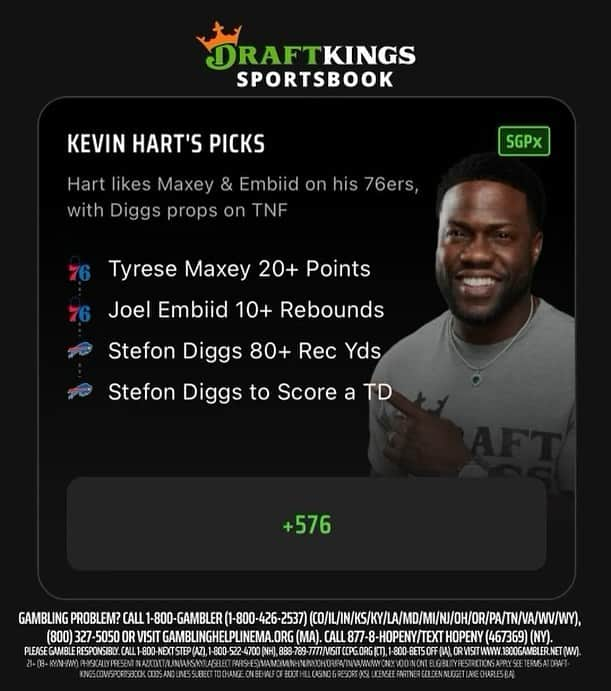 ケビン・ハートさんのインスタグラム写真 - (ケビン・ハートInstagram)「NBA + NFL action all in one night?! There's a LOT to be happy about. Check out my picks on @draftkings_sportsbook #DKPartner」10月27日 1時24分 - kevinhart4real