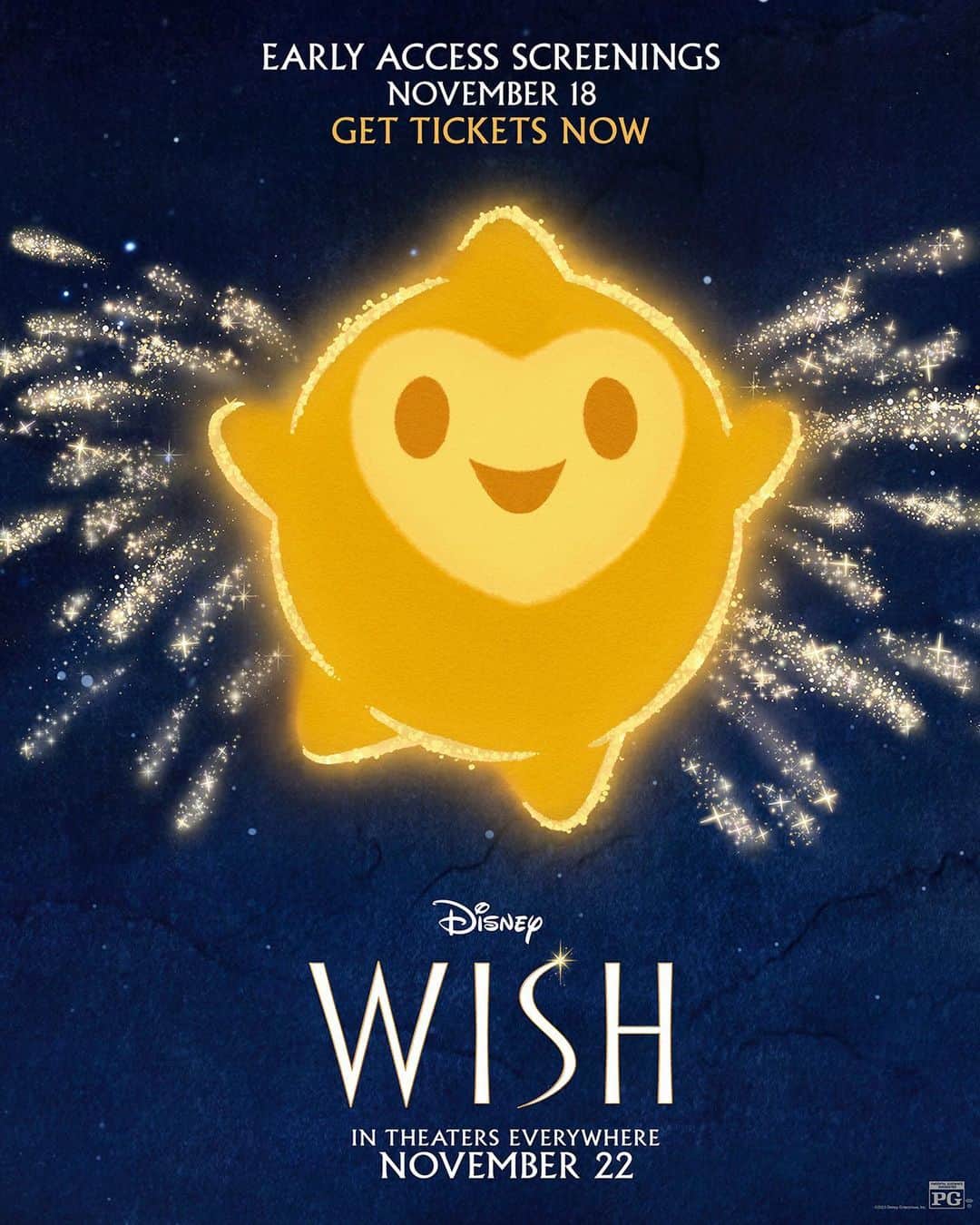 ウォルト・ディズニー・アニメーション・スタジオズのインスタグラム：「Make your wish come true and be among the first to experience Disney’s #Wish in theaters, on November 18 at an Early Access Screening! Get tickets now! Link in bio.」