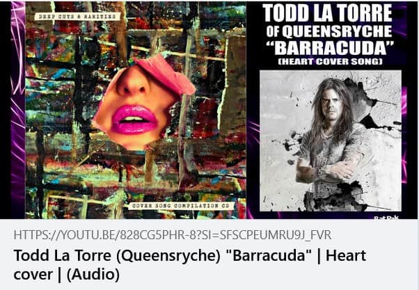 Queensrycheのインスタグラム：「#tbt - in 2018 Todd recorded 'Barracuda', a @heartofficial cover, which was produced by @craigblackwellofficial and released by @ratpakrecords as part of their "Deep Cuts & Rarities" CD 🤘 A fan recently discovered the song on Spotify and liked it so much, we decided to share for those who haven't heard it yet:  https://youtu.be/828cG5pHR-8?si=SfSCpEUMRu9j_FvR (Find the song on YouTube by typing in Barracuda by Todd La Torre!) #queensryche #throwbackthursday #barracuda #heart #cover #toddlatorre #talented #badass #multitalented #ratpakrecords」