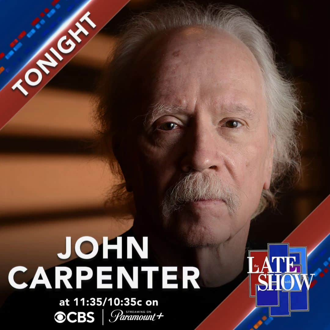 ジョン・カーペンターのインスタグラム：「Join us tonight on the late show.  #colbert」