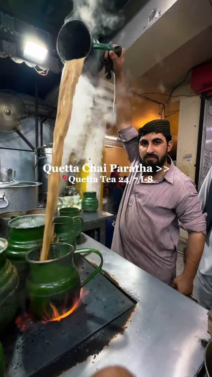 Earth Picsのインスタグラム：「Chai in Pakistan is far more than just a beverage; it’s an integral part of the country’s cultural and social fabric it’s also a symbol of hospitality, a social connector and daily ritual. This tea, typically a strong black variety brewed with spices and sweetened with sugar, is a cornerstone of Pakistani hospitality and daily life.   The paratha shown in the video is similar to naan and is typically eaten with butter, chutney, pickles, yogurt, or raita as condiments. Dishes commonly enjoyed with paratha include meat or vegetable curries, fried egg, omelette, keema matar, nihari, jeera aloo, and dal.  🎥 by @food_exploration_with_umair  📍 Quetta, Pakistan 🇵🇰」