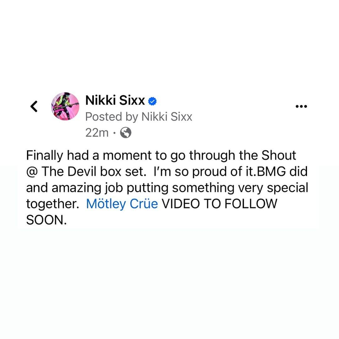 ニッキー・シックスのインスタグラム：「@motleycrue 🤟🏽」