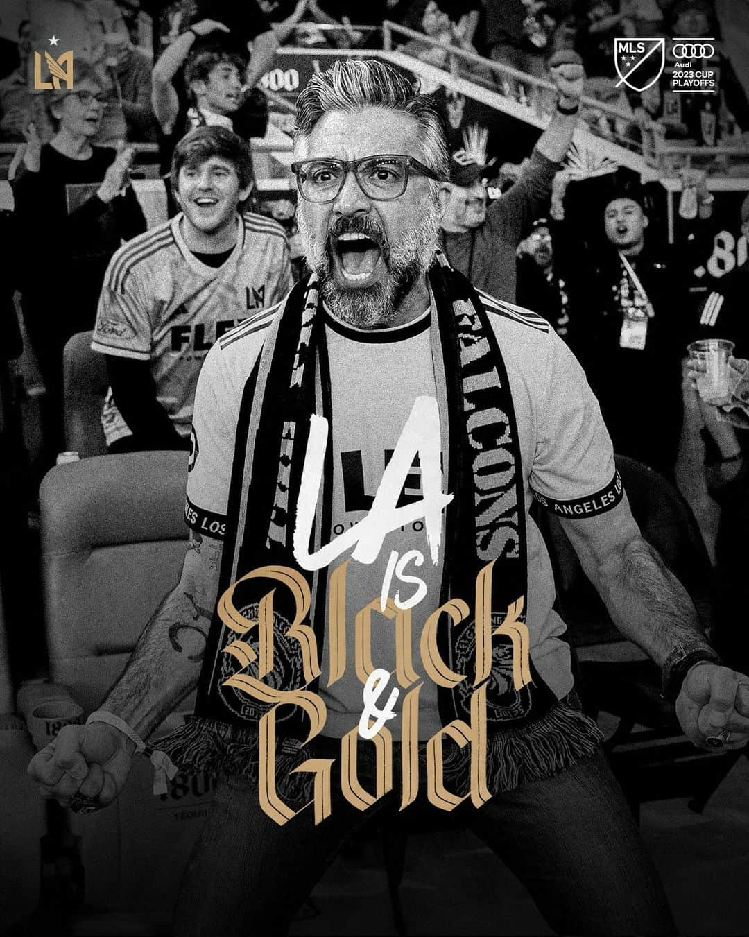 ハイメ・カミールのインスタグラム：「Playoffs mode ON 🖤💛 LFG!!!! @lafc @lafc3252 #LAFC #blackandgold #barrioangelino」