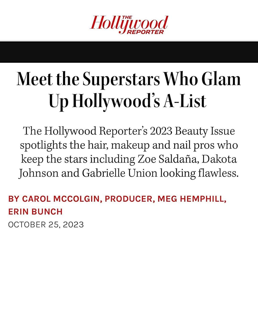 Hung Vanngoのインスタグラム：「I am so honored and grateful to be included in @HollywoodReporter’s #2023BeautyIssue which spotlights Hair, Makeup and Nail Professionals.  It is so nice to see the work we do behind the scenes get recognition, and to see so many talented artists get the love and acknowledgment they deserve. Thank You and wish I could have been there to celebrate in person last night🖤❤️.」