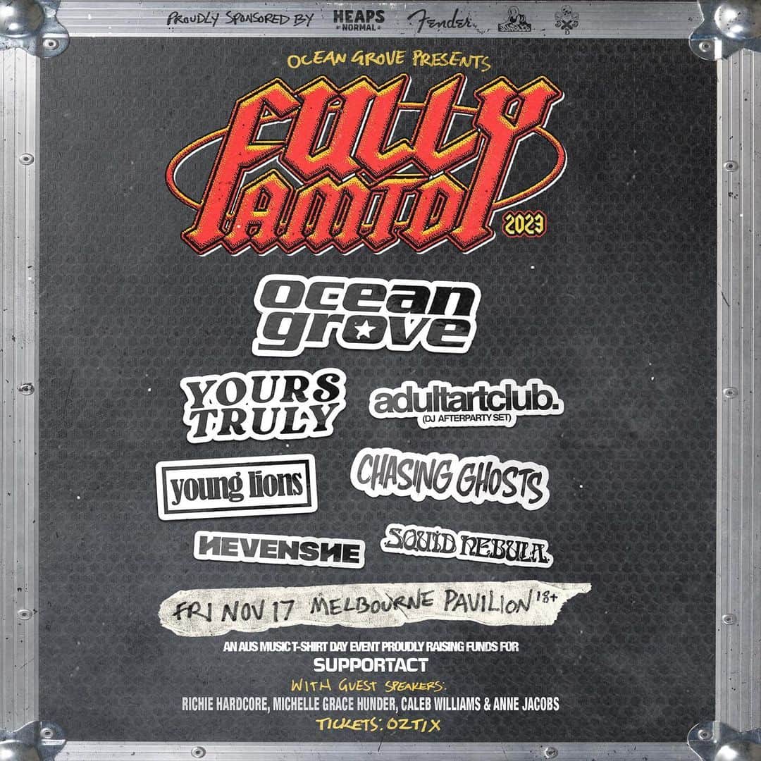 ジェナ・マクドゥーガルのインスタグラム：「NAARM! This night will be legendary! $50 tickets to see 7 Australian acts. ONLY 3 WEEKS AWAY! @fullyamtd   Fully AMTD (Aus Music Tshirt Day) is the first event of its kind (!) raising funds for @supportact - Australia’s music industry charity, who help music workers in hot water and hard times with crisis relief grants $ and a 24 hour hotline! (Did you know this existed???) THEY ARE AMAZING!   I’m so proud of @nahdale for single handedly conceptualising and organising this event! 🥹 And I’m so excited to be playing a show with so many close friends! ❤️‍🔥 Please show your support this Aus Music Month and buy your ticket rn!!!   Link in bio! 🤟🏼」