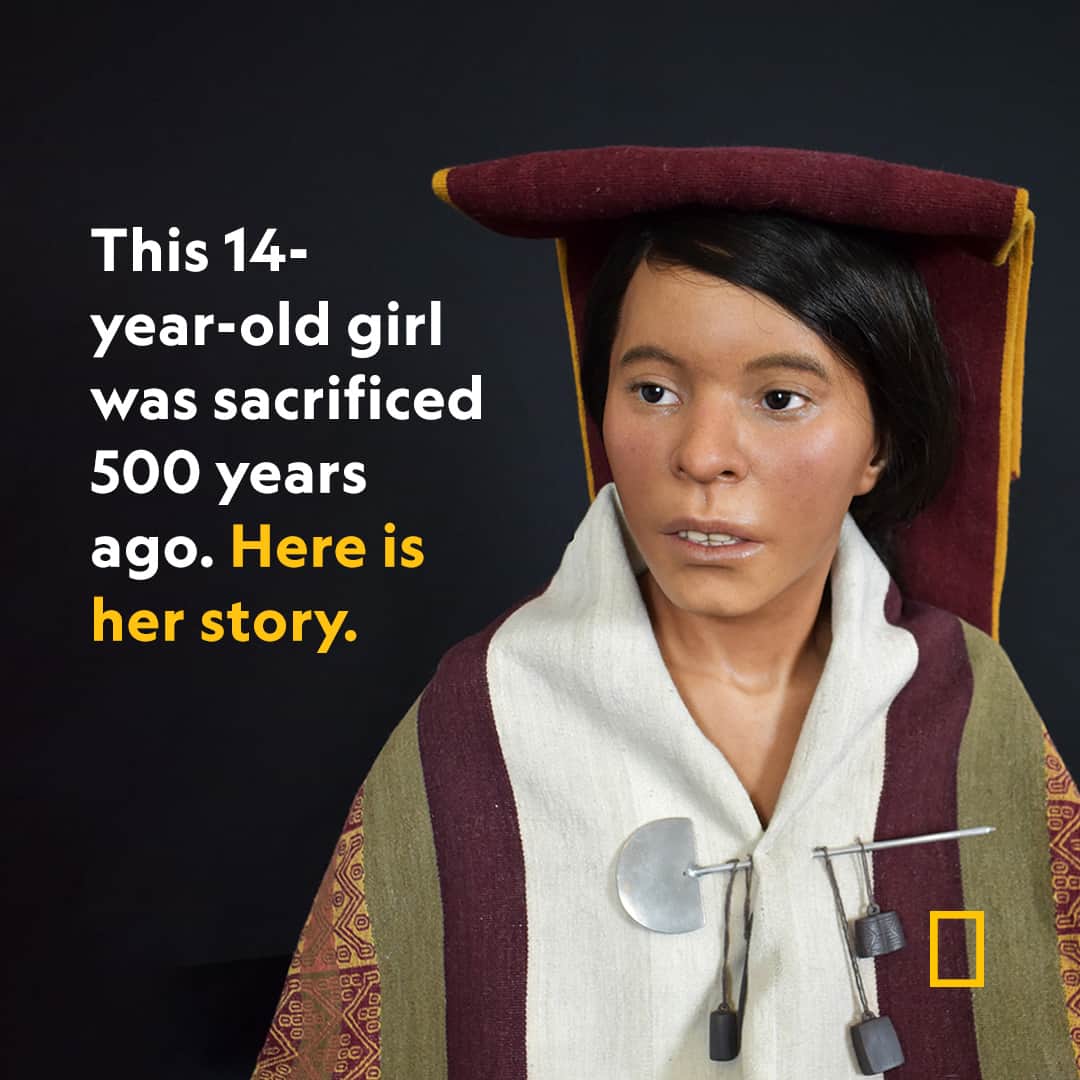 ナショナルジオグラフィックのインスタグラム：「Learn more at the link in bio.  Buried on an Andean peak as a sacrifice to the Inca Gods, this young woman’s body naturally mummified over time. But at some point across the centuries, her face became exposed to the elements causing her features to slowly vanish. Now, archaeology and science have restored her gaze.  Photograph by Dagmara Socha」