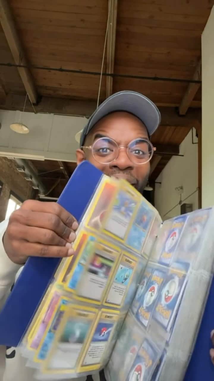 Paul Octaviousのインスタグラム：「Pokémon Treasure…??! still can’t get over this moment my Mom asked me about my “Animal Cards!” 😵‍💫❤️🫶🏾   I still need to look them up ☠️😂  #pokemoncards #90skid」