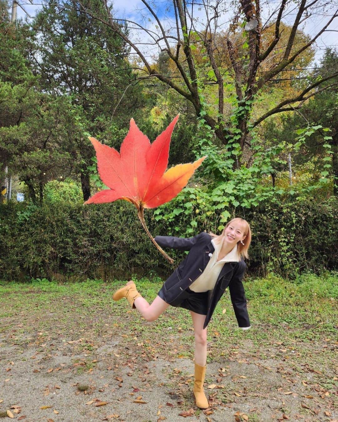 ヨンジのインスタグラム：「잠깐의가을🍁」