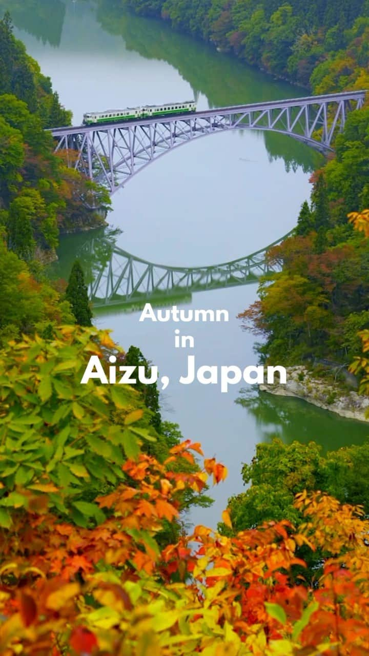 Rediscover Fukushimaのインスタグラム：「Where would you like to spend autumn in Aizu?  Here are some ideas…  1. 🍁Tadami River Bridge No. 1 Viewpoint (Mishima Town) Autumn foliage peak: Late October - early November (as per previous years)  2. 🍁Tsurugajo Castle (Aizu-Wakamatsu City) Autumn foliage peak: Forecasted for mid November  3. 🍁To-no-Hetsuri Crags (Shimogo Town) Autumn foliage peak: Forecasted for early-mid November  4. 🍁Kaneyama Fureai Hiroba Viewpoint (Kaneyama Town) Autumn foliage peak: Early - Mid November (as per previous years)  If you found it useful, save this reel for future travels!  #visitfukushima #japan #beautifuljapan #japantravel #tohoku #tohokutrip #東北pr局 #japan #aizu #tsurugajocastle #tohonetsuri #kaneyama #okuaizu #autumnvibes #instagood #japanreels #japanese #jrpass #fukushima #autumntrip #autumninjapan #autumn #beautifulplaces」