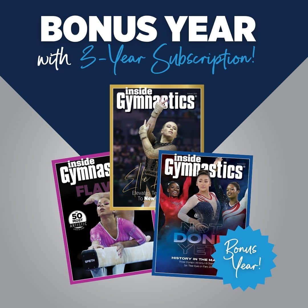 Inside Gymnasticsさんのインスタグラム写真 - (Inside GymnasticsInstagram)「A deal you won’t want to miss! 🤩 Subscribe to Inside Gymnastics Magazine for 3 years and get an additional year for FREE! (Plus you can still use code SIMONE at checkout for 37% off) Subscribe now at ShopInsideNation.com!」10月27日 9時30分 - insidegym