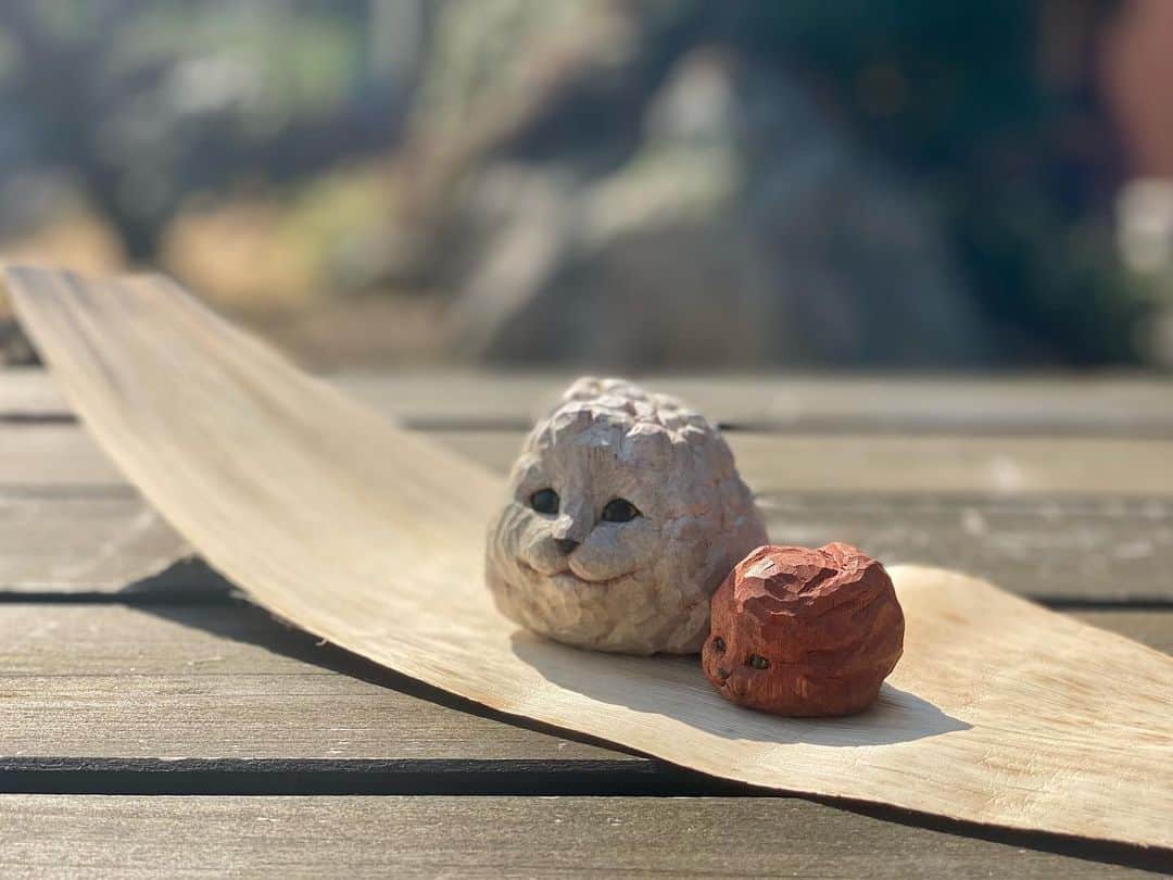 花房さくらのインスタグラム：「もうすぐお昼ですね。 お腹が空いてきませんか？？  この梅干し、めっちゃ美味しそうにできました💯  #おにぎり#おむすび #梅干し  #riceball #pickledplum  #cat #sculpture #hanafusasakura」