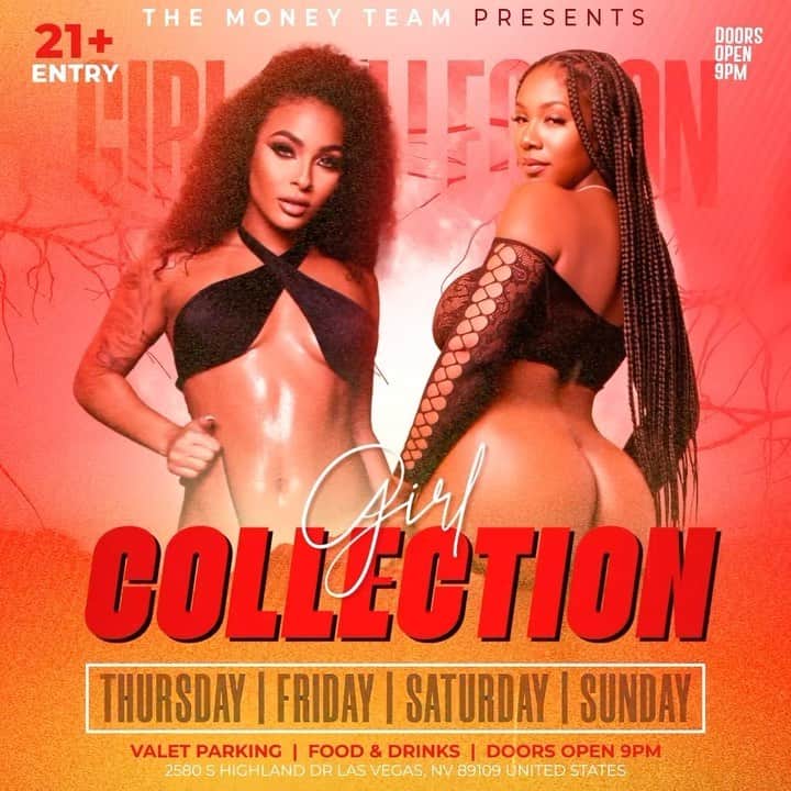 フロイド・メイウェザー・ジュニアのインスタグラム：「GIRL COLLECTION IS THE PLACE TO BE IN VEGAS ALL WEEKEND LONG  DOOR OPENS @ 9:00pm   •THURSDAY •FRIDAY •SATURDAY •SUNDAY  Must be 21 To Enter.  Ladies are welcome with or without male companion.  Come party at the best most luxurious venue in Las Vegas “Girl Collection”  GIRL COLLECTION 2580 S Highland Dr Las Vegas, NV 89109 1 -(844) 447-5758  #GirlCollection」