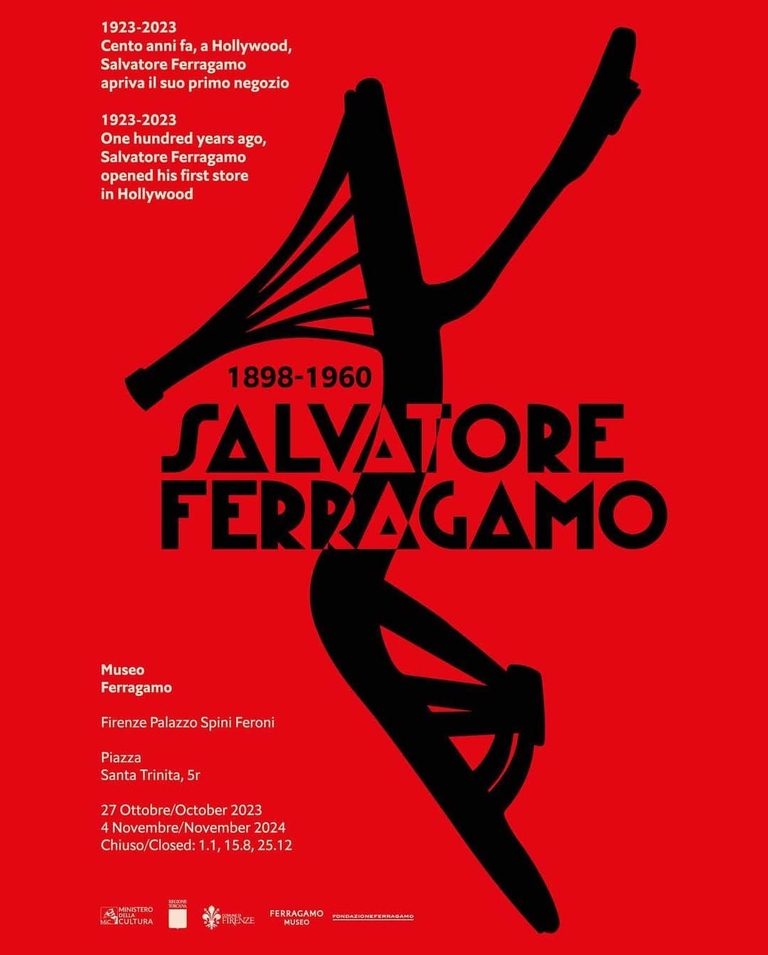 サルヴァトーレ・フェラガモのインスタグラム：「For the 100th anniversary of the opening of the first Salvatore Ferragamo store in Hollywood, #Ferragamo presents the new retrospective SALVATORE FERRAGAMO 1898-1960 at Museo Ferragamo in Florence. Celebrating the life and vision of the House’s founder through his iconic creations and connections, and through his extraordinary vision of invention and innovation.  Discover more at the link in our stories.」