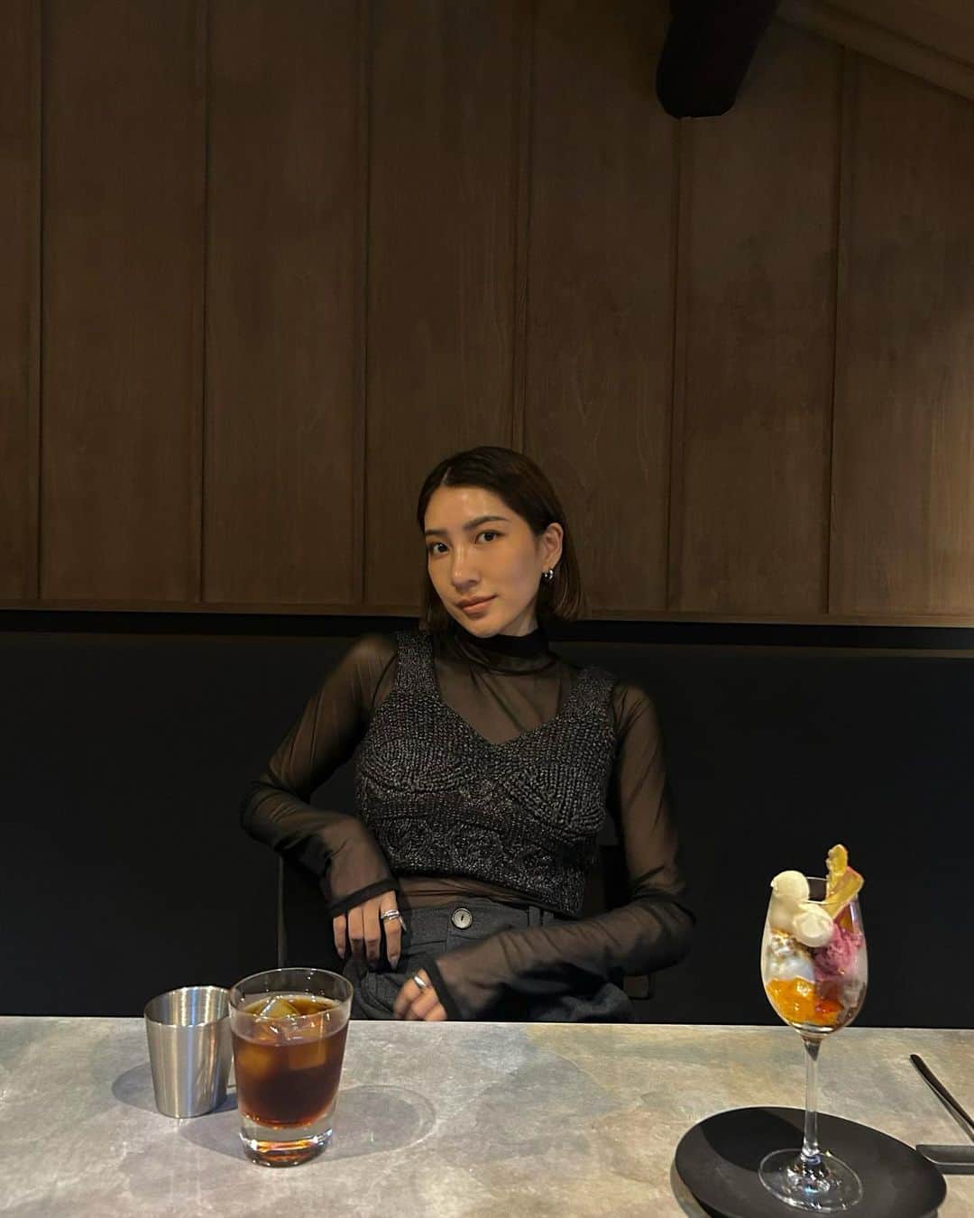 HARUEさんのインスタグラム写真 - (HARUEInstagram)「🍠🍂  京都で食べた芋パフェ美味しかったな☺️🥄  お気に入りのこの服は @lagunamoon_com   ▪️ビスチェコンビプルオーバー  チュールトップスとニットビスチェのSET可愛すぎる🤎  #PR #lagunamoon #秋コーデ」10月27日 22時15分 - harue0104