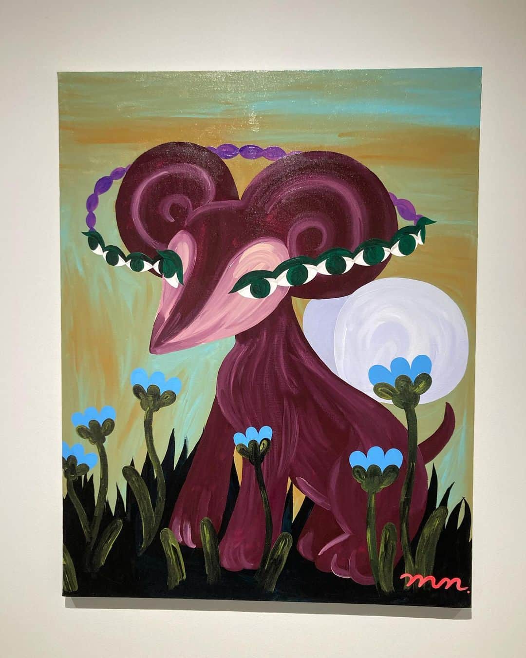 のインスタグラム：「🫧🫧🫧 中村桃子さんの個展 1枚1枚の絵にご挨拶するみたいにゆっくり歩いて対面した。 どの絵にも“愛”を感じて どの絵にも“哀”を感じた。  だからこんなに美しいんだと気がついた。  @nakamuramomoko_ill  #中村桃子 #代官山 #10月30日まで」