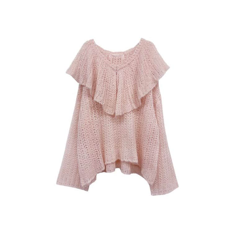 HONEY MI HONEY OFFICIALのインスタグラム：「【restock】  frill collar crochet knit  再入荷しました ※pinkのみ在庫あり  @honeymihoney_official  #HONEYMIHONEY #TOKYO #omotesando #harajuku #2023aw」