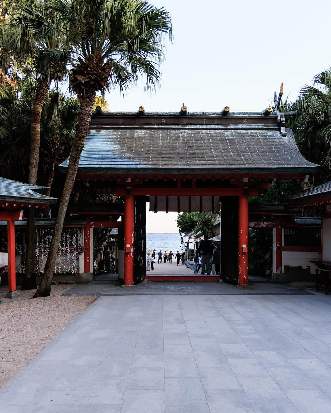 SHOCK EYEさんのインスタグラム写真 - (SHOCK EYEInstagram)「再訪できました宮崎県の青島神社⛩️  一本橋を渡って青島に入り、 独特の南国感のある木々を横目に参道を進んでいくと赤い鳥居が見えてくる。  すぐ側まで波の打ち寄せる海岸沿い。 波状の岩、鬼の洗濯板が独特の地形を見せてくれる。  ここは本当に雰囲気が良くて、 夕方が特に良い。  祀られているのは、 彦火火出見尊（ヒコホホデミノミコト）、豊玉姫命（トヨタマヒメノミコト）など。  縁結、安産、航海・交通安全のご利益があるそうだよ^ ^  本殿奥には元宮があり、 その元宮跡から、弥生式土器、獣骨等が出土することから、古代に祀りが行われていたことが推測できる特に神聖な場所。  静かに手を合わせたよ🙏  もしここにくることがあったら、 是非、元宮の奥で天の平瓮を投げて吉凶が占おう。 磐境に投げ、入れば心願成就、 天の平瓮が割れれば開運 厄祓になるんだって^ ^  やってみたら無事に磐境に入り、割れたよ✨🎯 良いことあるといいなあ^ ^  #青島神社 #宮崎県 #鬼の洗濯板」10月27日 14時43分 - shockeye_official