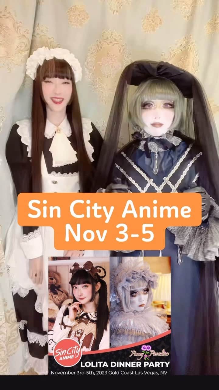 RinRinのインスタグラム：「Tea Party Dinner tickets available now at @officialsincityanime ! @minori00mon and I will be headed to Las Vegas soon~ come by and say hi! 💜  Check my Sin City post for details on the convention 👀  #rinrindoll #japan #tokyo #harajuku #japanesefashion #tokyofashion #harajukufashion #東京 #コーデ #今日のコーデ #原宿 #ootd  #minorinrin #minorinrinteaparty #shironuri #lolitateaparty #lolitafashionstyle #egl #eglcommunity」