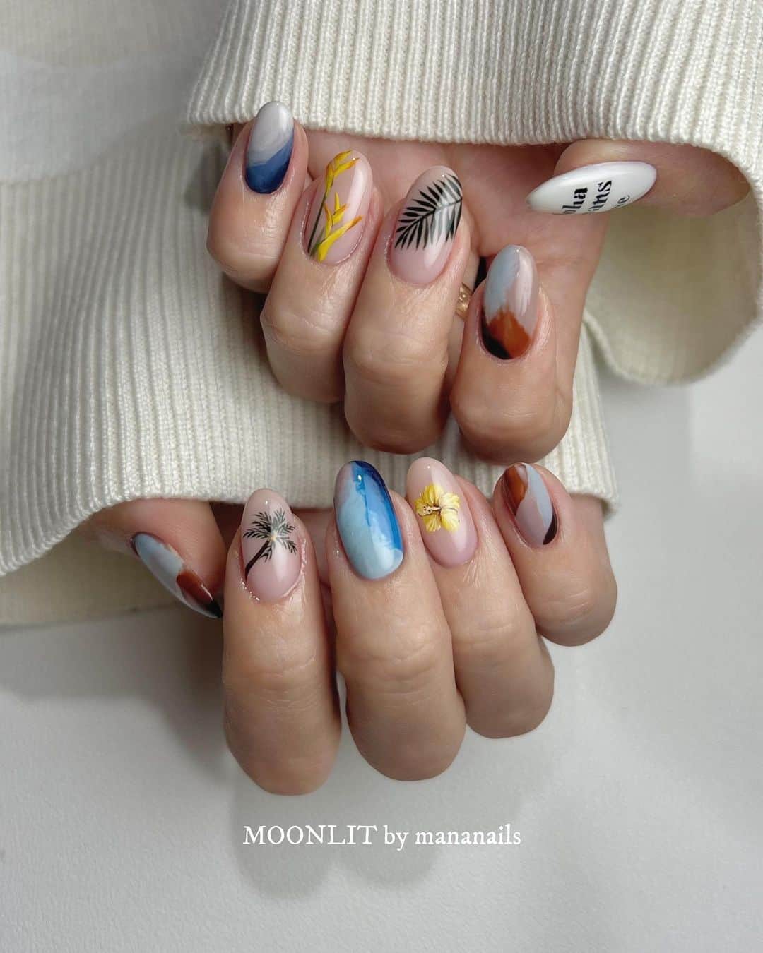 mananailsのインスタグラム：「🌺🌴🌿  Aloha Means Love @miku_hayhap ハワイ用に昔やったデザインをリバイバル♡  ☾150minオフ込み」