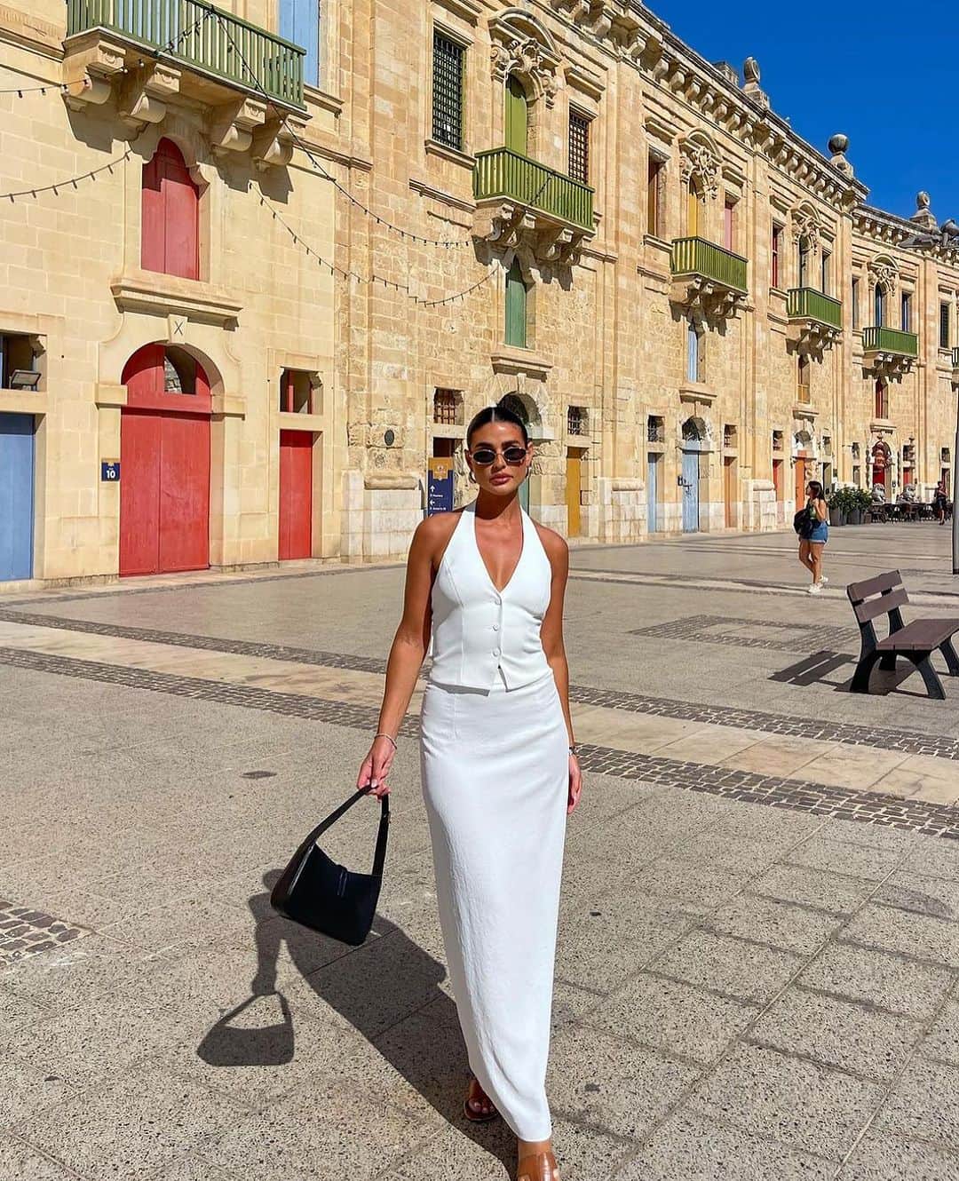 KOOKAI のインスタグラム：「We love @lynnkelly_ in the Oyster Vest Top & Midi Skirt •• Available in boutiques and online #kookai」