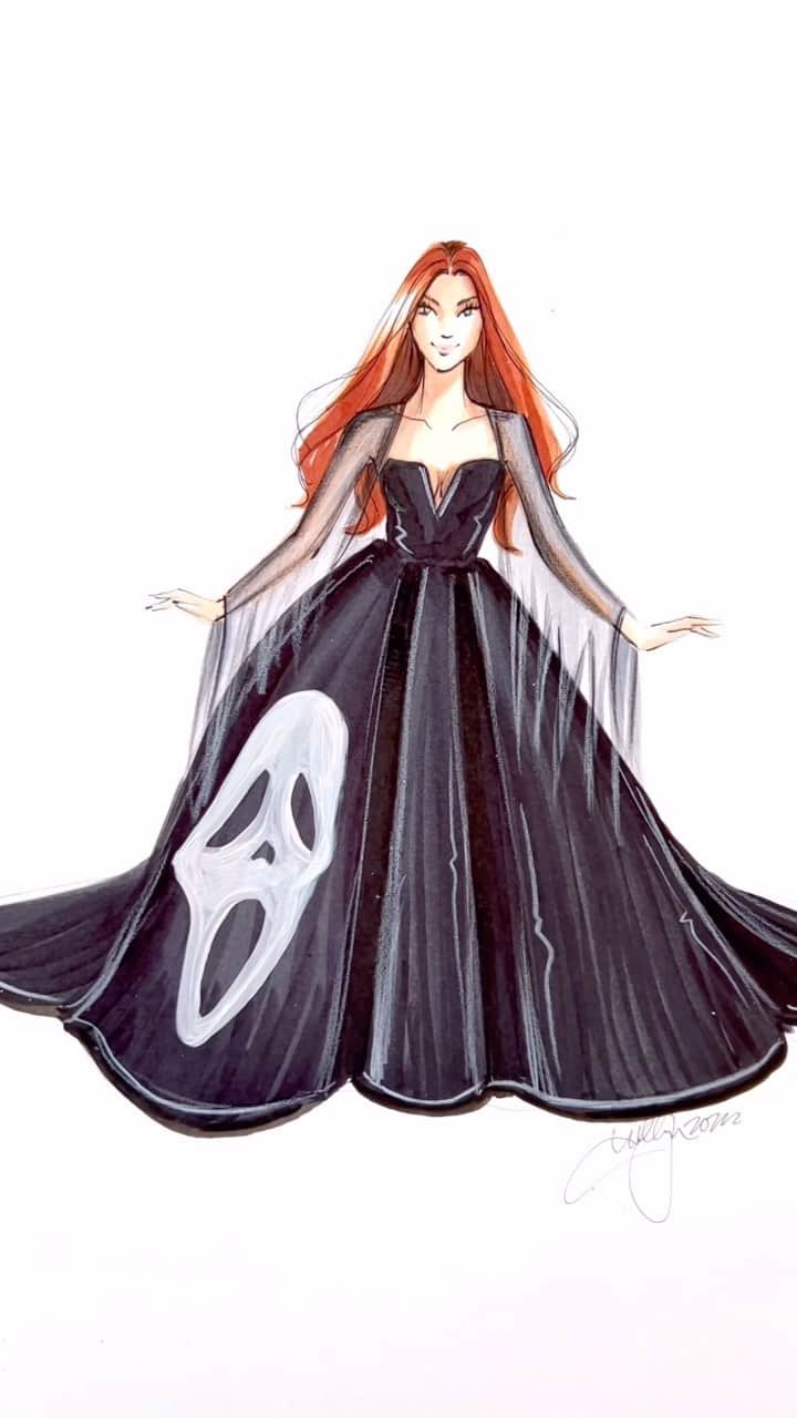 Holly Nicholsのインスタグラム：「Scream! #ghostface #scream #halloween #spookyseason #fashionillustration #asmr #copic #copicmarkers #screammovie」