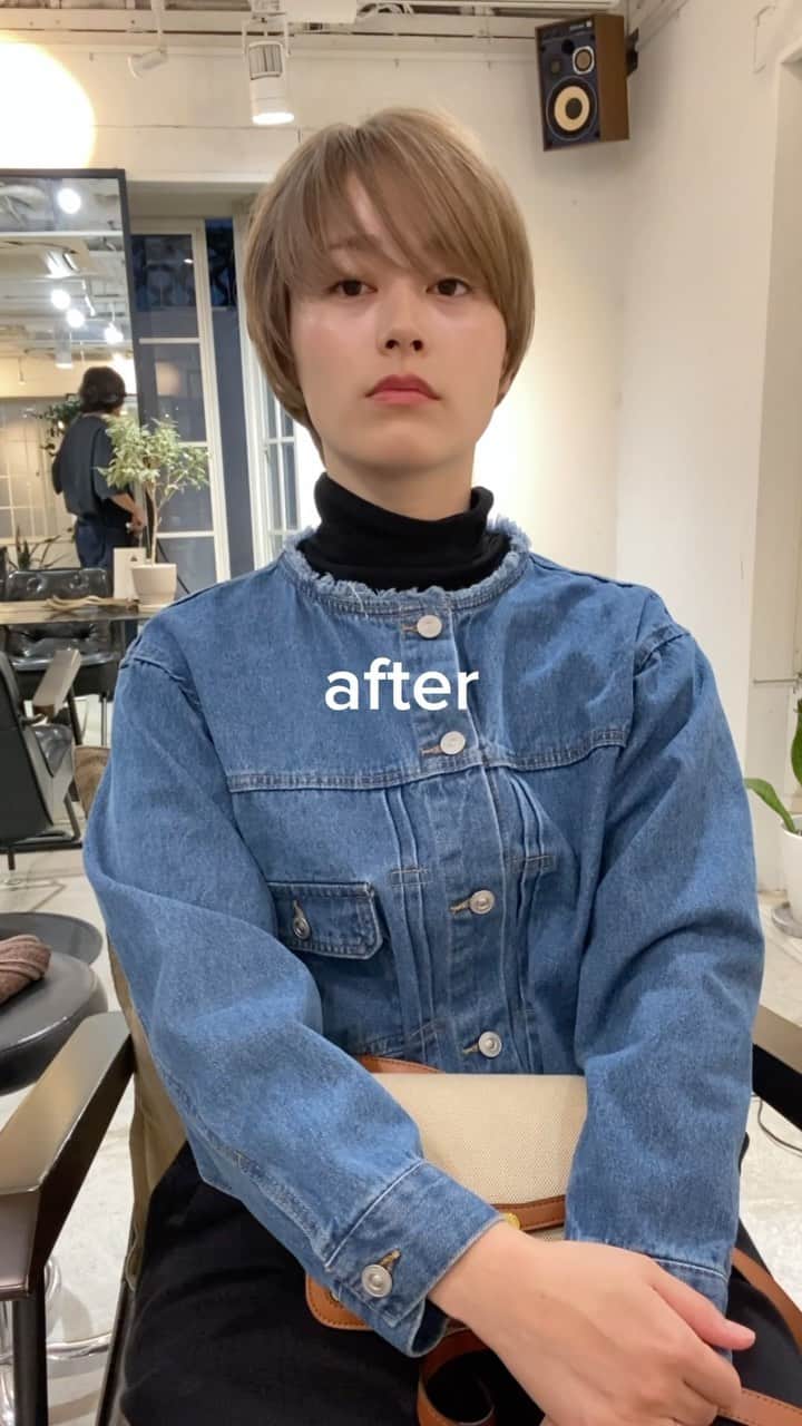 ショートヘアカタログ・紺野 善仙のインスタグラム：「before... @unplugged_hair  #ハイトーンショート #ショート#ショートボブ」