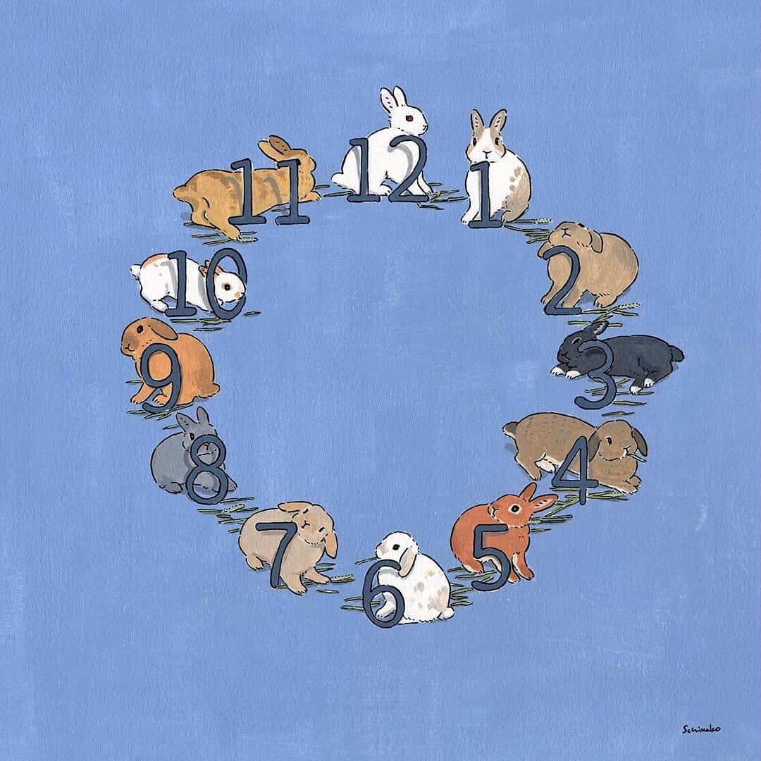 森山標子(しなこ)/Schinakoさんのインスタグラム写真 - (森山標子(しなこ)/SchinakoInstagram)「Every time is bunny time🐇 いつでもうさぎ時間⏰ 一つ前の絵で、この時計に気づいてくれてありがとう♡」10月28日 8時39分 - schinako
