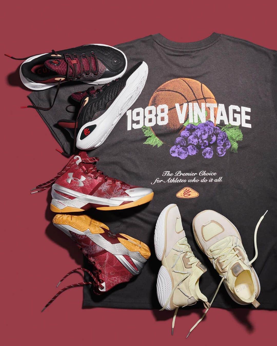 Under Armour Basketballさんのインスタグラム写真 - (Under Armour BasketballInstagram)「1988 Vintage. The “Domaine” Curry 11, Curry 2 Retro, and Flow Cozy just dropped 🍇」10月28日 0時32分 - uabasketball