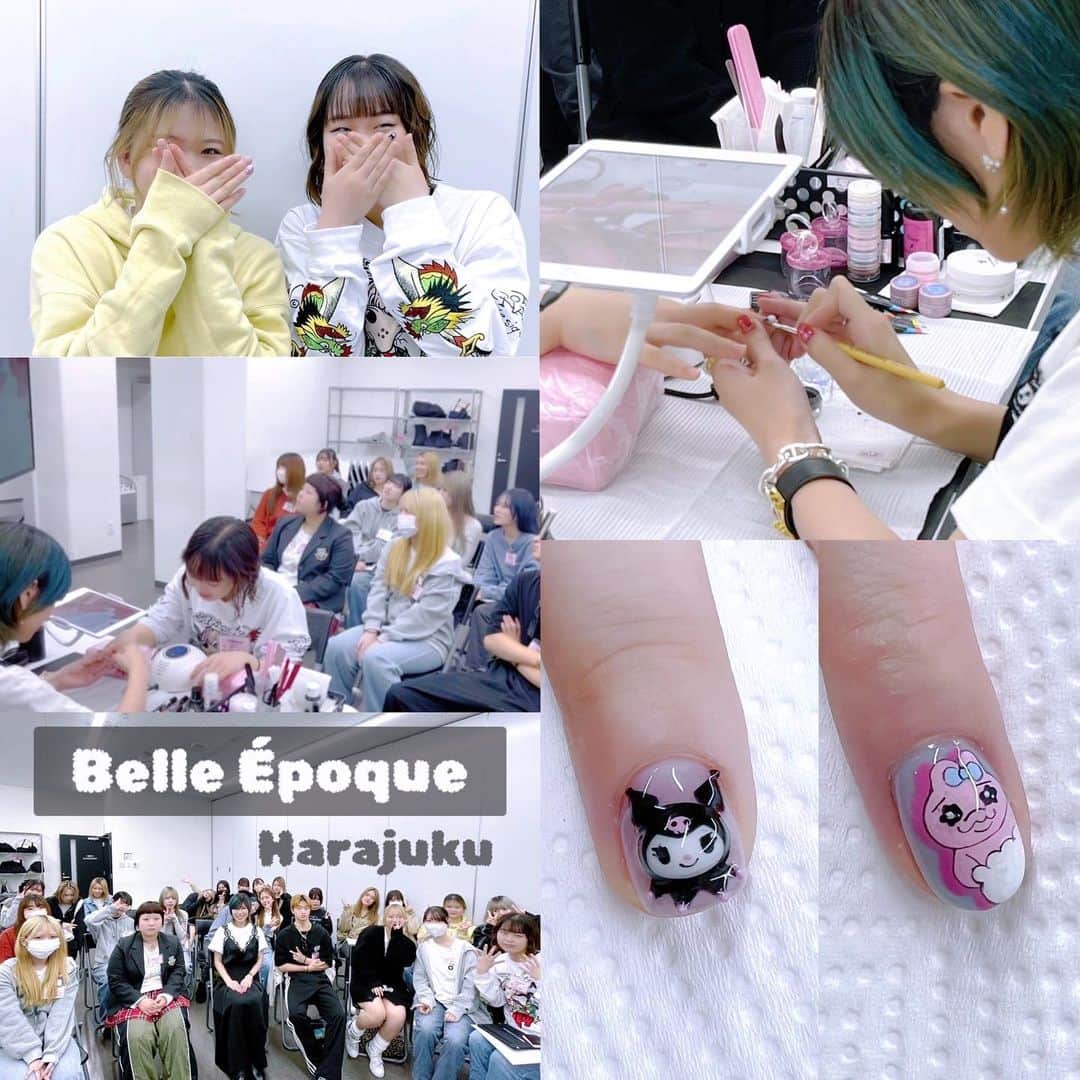 なかやまちえこのインスタグラム：「🅱𝕖𝕝𝕝𝕖 É𝕡𝕠𝕢𝕦𝕖.⠀ @belle_harajuku ⠀ ⠀ 今年もベルエポック 原宿校にジェルアート授業に呼んで頂きました！⠀ リクエストいただいたイラストを制作しました。⠀ ベルエポックさんの生徒さんはみなさん本当に熱心で真面目で礼儀正しい方が多く、楽しく授業させて頂きました！⠀ ⠀ これからの皆さんのご活躍を楽しみにしています！！⠀ ⠀ 余談ですが、ベルエポック原宿校にはわたしがスクール生時代に通っていたスクールで講師をされていた橋本先生 @hashimotohayato がなんと講師でいらっしゃいます！！⠀ 今回はお会いできずで残念でしたが、またベルエポックさんの授業に呼んでいただけるように頑張ります！！⠀ ⠀ #ベルエポック #ベルエポック美容専門学校」
