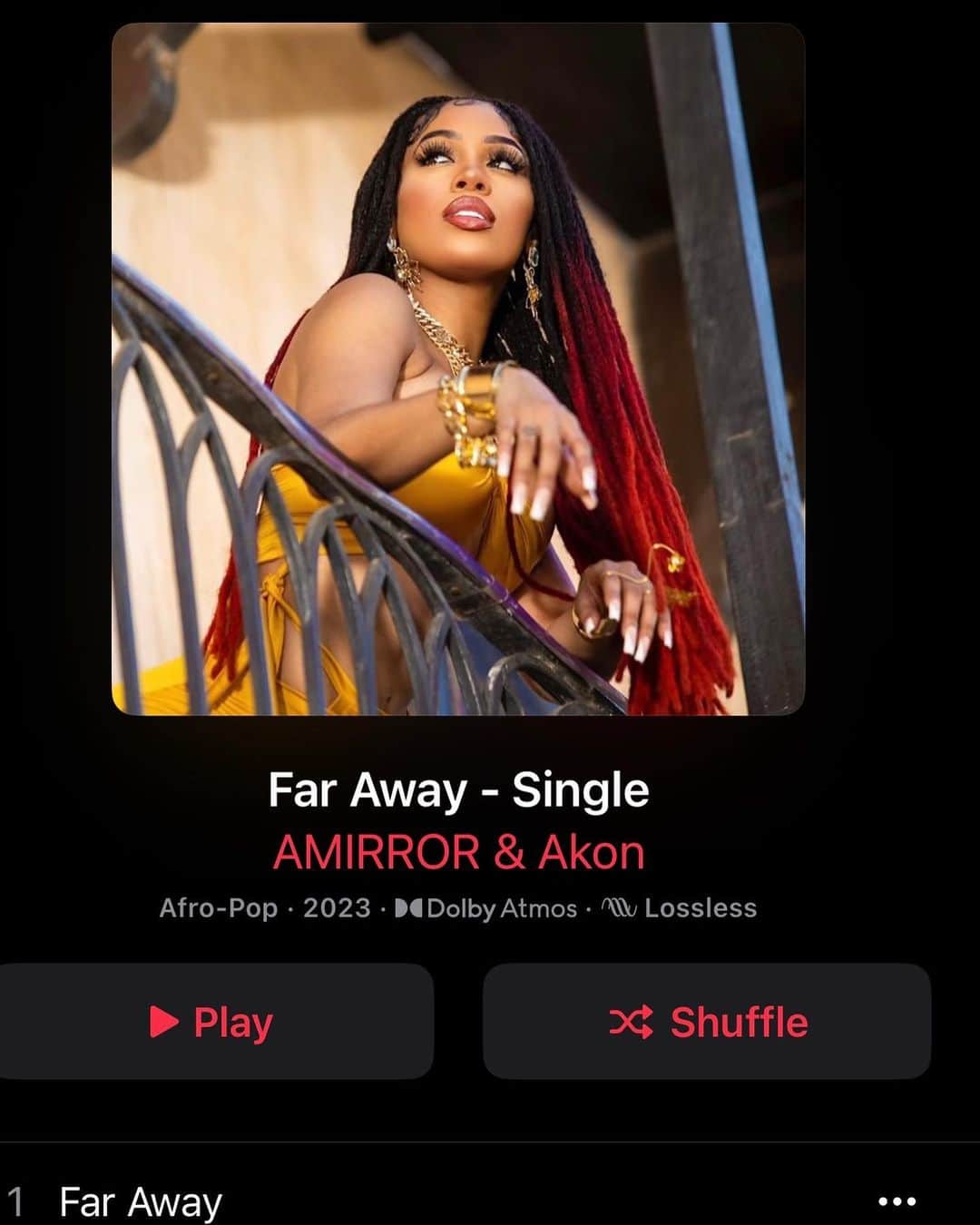 のインスタグラム：「MY NEW SINGLE #FARAWAY with @akon  is OUT NOW ON ALL PLATFORMS 🪞🎶  IM SO GRATEFUL FOR MY GOD MY TEAM My Man AND MY FAMILY FOR having my back believing in me & pushing me to my best ability!!!! I’m so excited for this journey! GO STREAM, REPOST,ETC LETS DO OUR BIG ONE WITH THIS REFLECTIONS! 🥰🪞🎶👑   LINK IN BIO!!!! #Amirror #Akon #FarAway #konvictkulture」