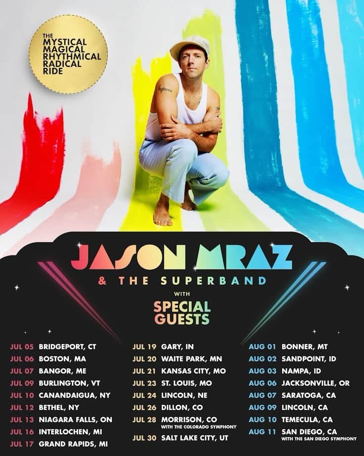 ジェイソン・ムラーズのインスタグラム：「Tour tickets on sale now at JasonMraz.com! 🎢✨ #themmrrr」