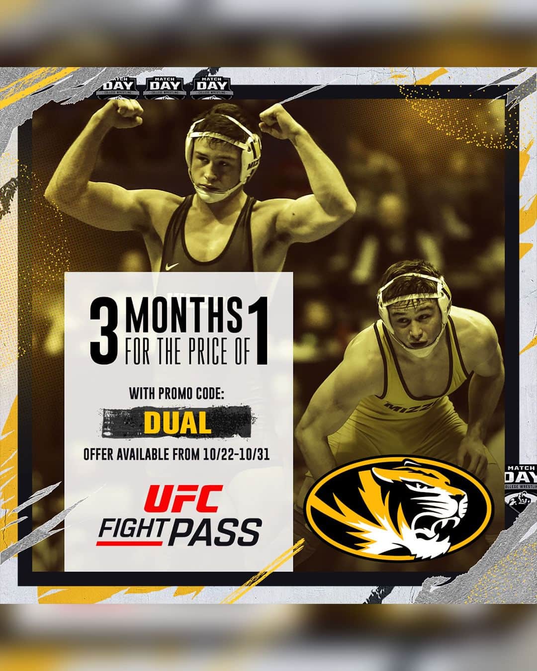 UFCさんのインスタグラム写真 - (UFCInstagram)「NCAA wrestling is now on @UFCFightPass   There's no better time to sign up! Get three months for the price of one with promo code 'dual' - sign up now until 10/31 to save!」10月28日 3時01分 - ufc